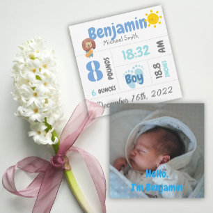 Personalized Newborn Photo Birth Announcement Card