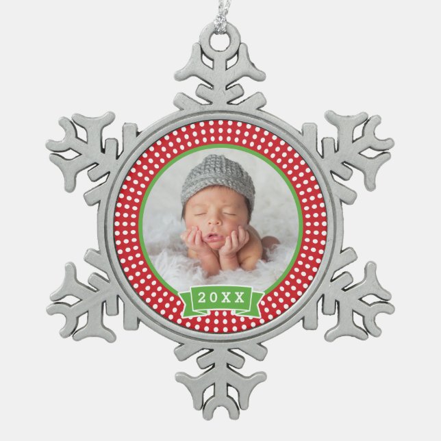 Personalized Newborn Photo Keepsake Ornament (Front)