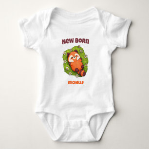 Personalized Newborn Red Panda Baby Bodysuit