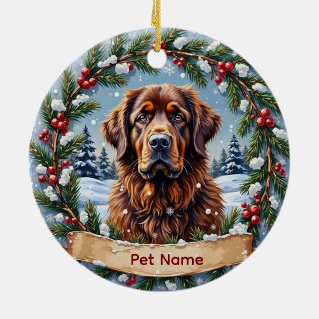 Personalized Newfoundland Christmas Ceramic Ornament (Back)