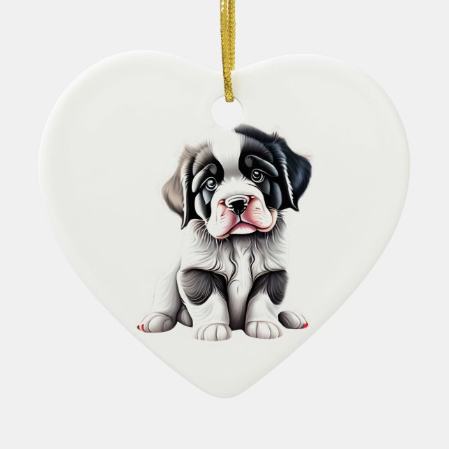 Personalized Newfoundland Puppy Ceramic Ornament (Front)