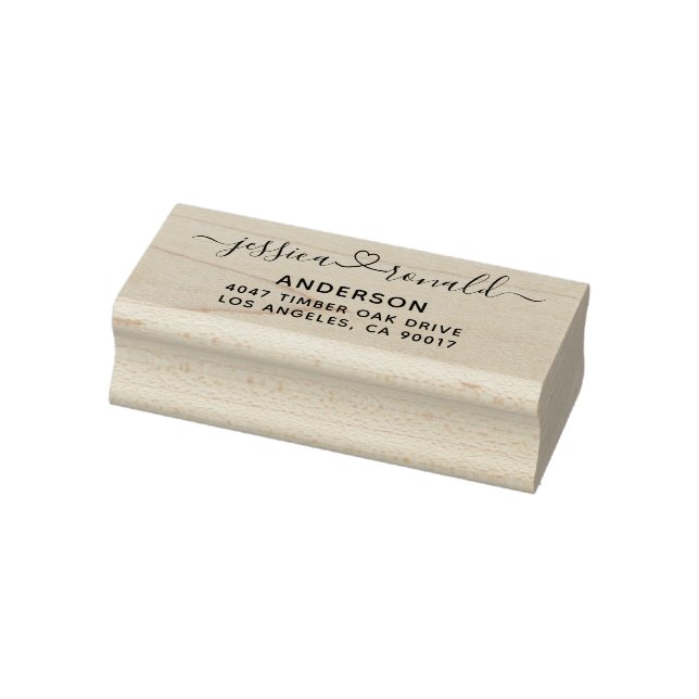 Personalized Newly Weds Calligraphy Script Address Rubber Stamp (Stamp)