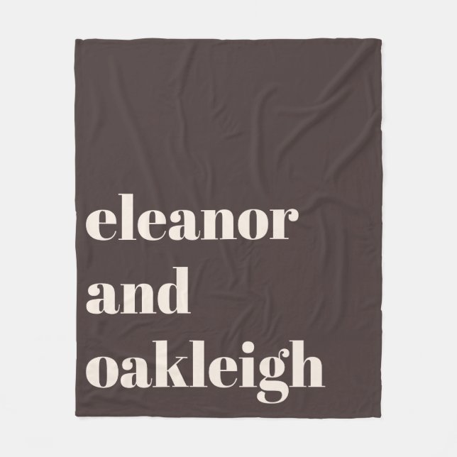 Personalized Newlywed Couple Name Warm Brown Fleece Blanket (Front)