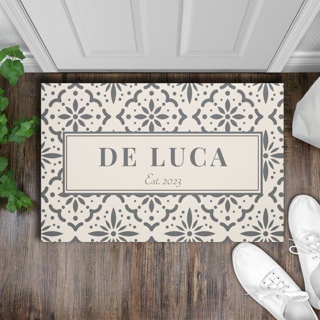 Personalized Newlywed Couple Tile Pattern Doormat (Creator Uploaded)