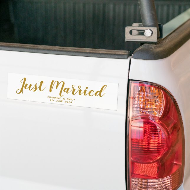 Personalized Newlywed Honeymoon Just Married Bumper Sticker (On Truck)