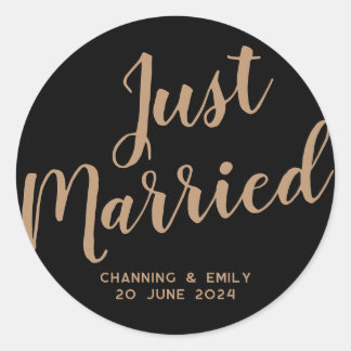 Personalized Newlywed Honeymoon Just Married Classic Round Sticker