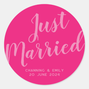 Personalized Newlywed Honeymoon Just Married Classic Round Sticker