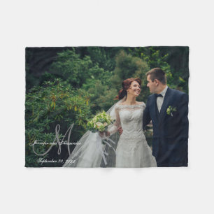 Personalized Newlywed Keepsake Monogram Photo Fleece Blanket