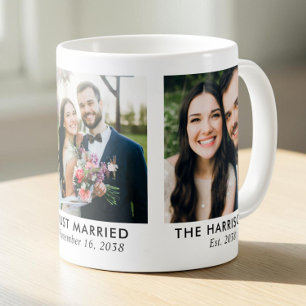 Personalized Newlywed Love Story 3 Photo Coffee Mug