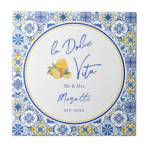 Personalized Newlywed Mediterranean Coastal Home  Tile