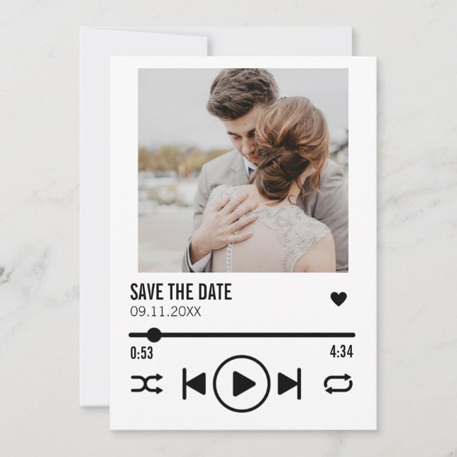 Personalized Newlywed Photo Save the Date Playlist Announcement (Front)
