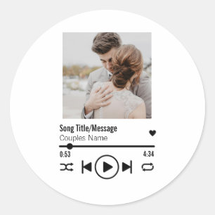 Personalized Newlywed Photo Song Playlist Classic Round Sticker