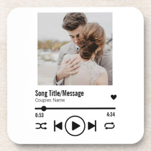 Personalized Newlywed Photo Song Playlist Coaster