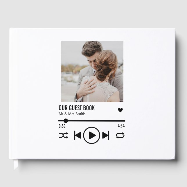 Personalized Newlywed Photo Song Playlist Guest Book (Front)