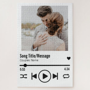 Personalized Newlywed Photo Song Playlist Jigsaw Puzzle
