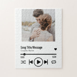 Personalized Newlywed Photo Song Playlist Jigsaw Puzzle