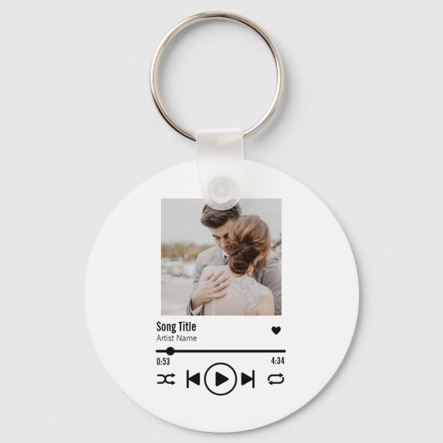Personalized Newlywed Photo Song Playlist Keychain (Front)