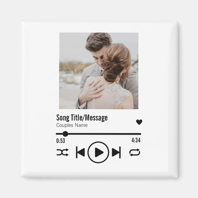 Personalized Newlywed Photo Song Playlist Magnet (Front)
