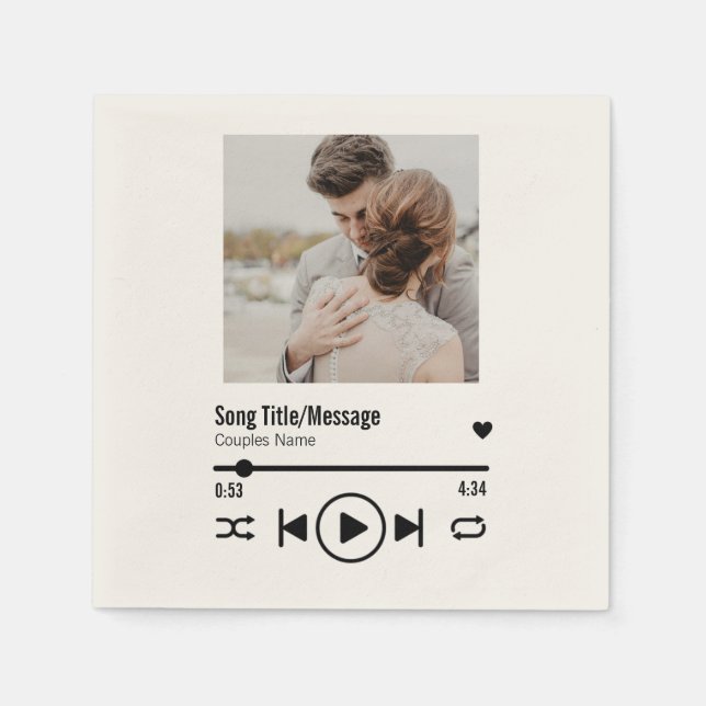 Personalized Newlywed Photo Song Playlist Napkin (Front)