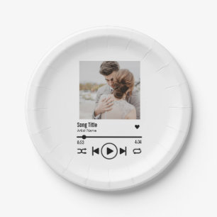 Personalized Newlywed Photo Song Playlist Paper Plate