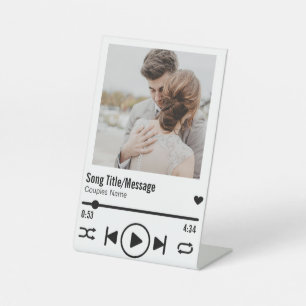 Personalized Newlywed Photo Song Playlist Pedestal Sign