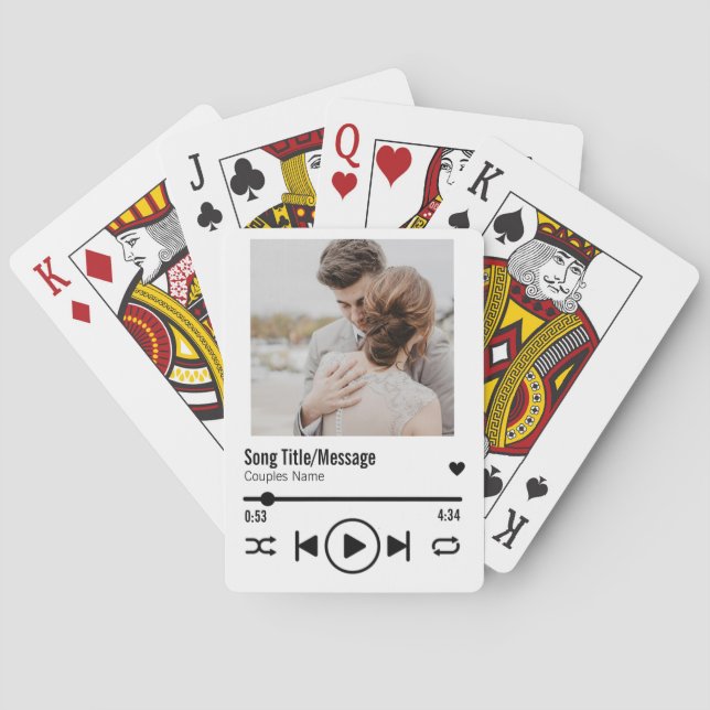 Personalized Newlywed Photo Song Playlist Playing Cards (Back)