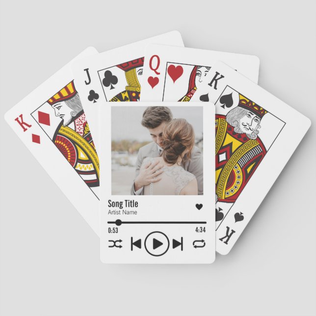 Personalized Newlywed Photo Song Playlist Playing Cards (Back)