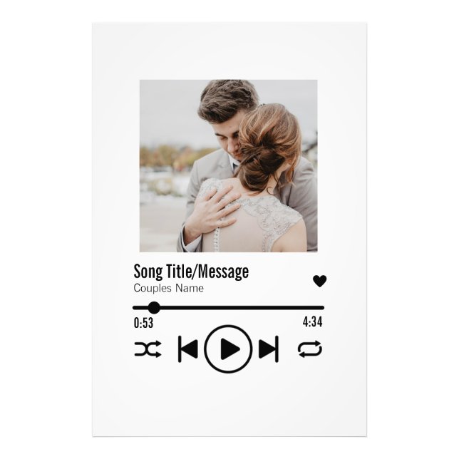 Personalized Newlywed Photo Song Playlist Print (Front)