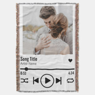Personalized Newlywed Photo Song Playlist Throw Blanket