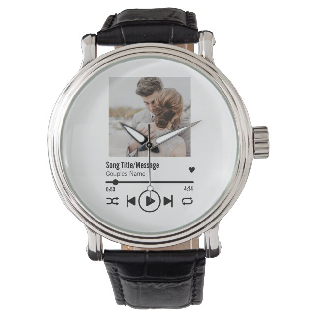 Personalized Newlywed Photo Song Playlist Watch (Front)