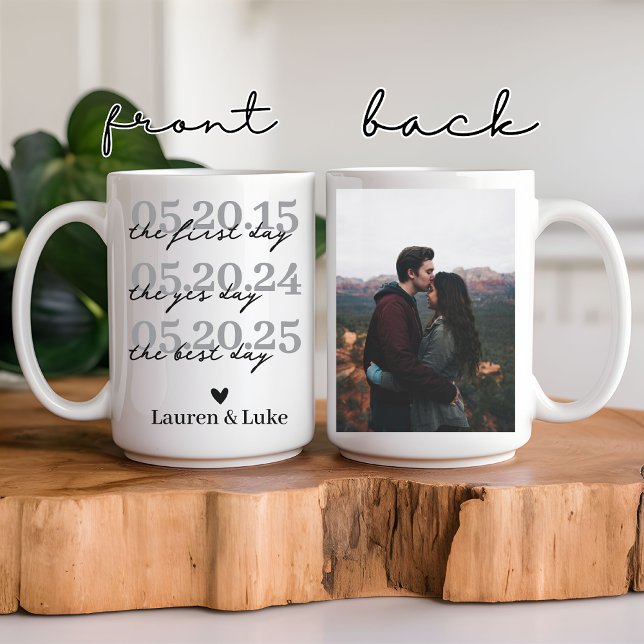 Personalized Newlyweds Couple Photo & Date Mug (custom wedding photo mug, wedding date mug, personalized couple mug, newlyweds gift, engagement gift)