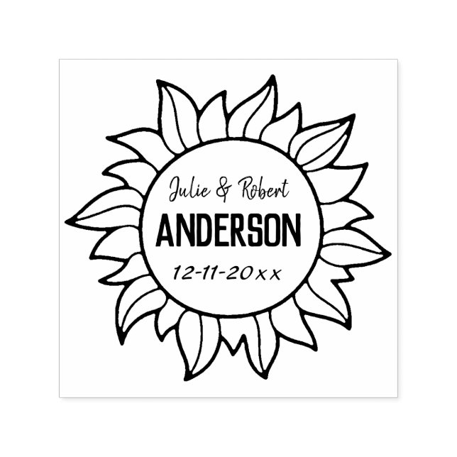 Personalized Newlyweds Wedding Date Sun Seal Self-inking Stamp (Design)
