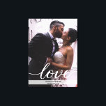 Personalized Newlyweds Wedding Photo Love script Canvas Print<br><div class="desc">Customize this stretched canvas with your favourite wedding photo. Personalize with your names and special date. An elegant, script and trendy font used for the word "Love". A perfect gift for newlyweds.</div>