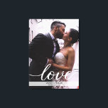 Personalized Newlyweds Wedding Photo Love script Canvas Print<br><div class="desc">Customize this stretched canvas with your favourite wedding photo. Personalize with your names and special date. An elegant,  script and trendy font used for the word "Love". A perfect gift for newlyweds.</div>