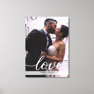Personalized Newlyweds Wedding Photo Love script Canvas Print