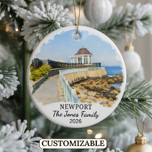 Personalized Newport Ornament, Custom Rhode Island Ceramic Ornament