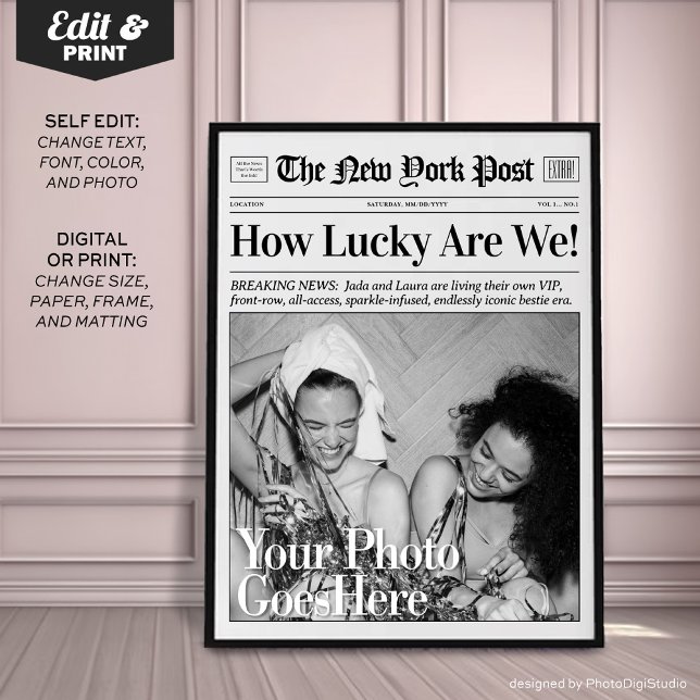 Personalized Newspaper Print 'How Lucky Are We' (Personalized Newspaper Print 'How Lucky Are We')