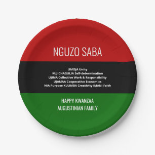 Personalized NGUZO SABA 7 Principles Happy Kwanzaa Paper Plate