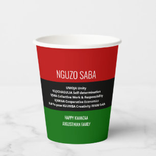 Personalized NGUZO SABA Happy Kwanzaa Paper Cups