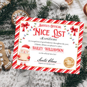 Personalized Nice Certificate From Santa Claus