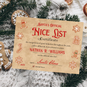 Personalized Nice Certificate From Santa Claus