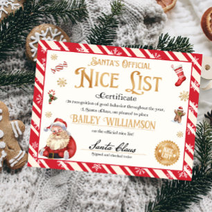 Personalized Nice Certificate From Santa Claus