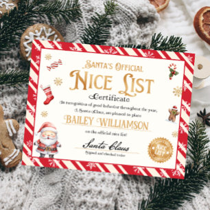 Personalized Nice Certificate From Santa Claus