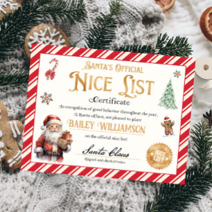 Personalized Nice Certificate From Santa Claus