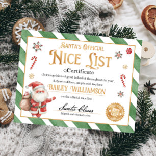 Personalized Nice Certificate From Santa Claus