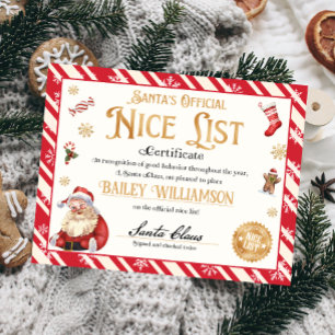 Personalized Nice Certificate From Santa Claus