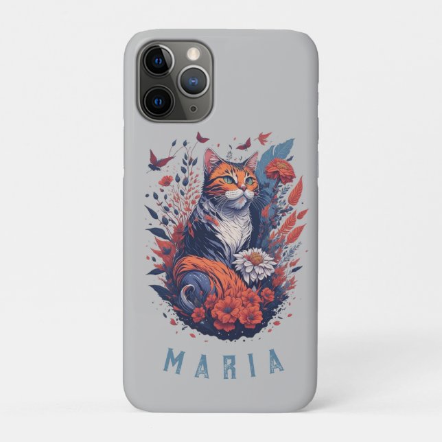 Personalized Nice Kitten Floral Cat  Case-Mate iPhone Case (Back)