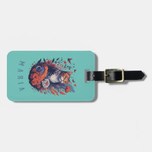 Personalized Nice Kitten Floral Cat  Luggage Tag