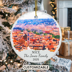 Personalized Nice Ornament, France Gift Ceramic Ornament