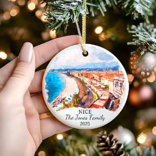 Personalized Nice Ornament, France Gift Ceramic Ornament